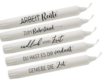 Stabkerze mit Text RENTE RENTNER tolles Geschenk