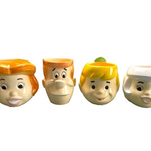 The Jetson’s Ceramic Mugs 3D Vintage 1990 Collectible set of 4, George, Judy, Jane, Elroy
