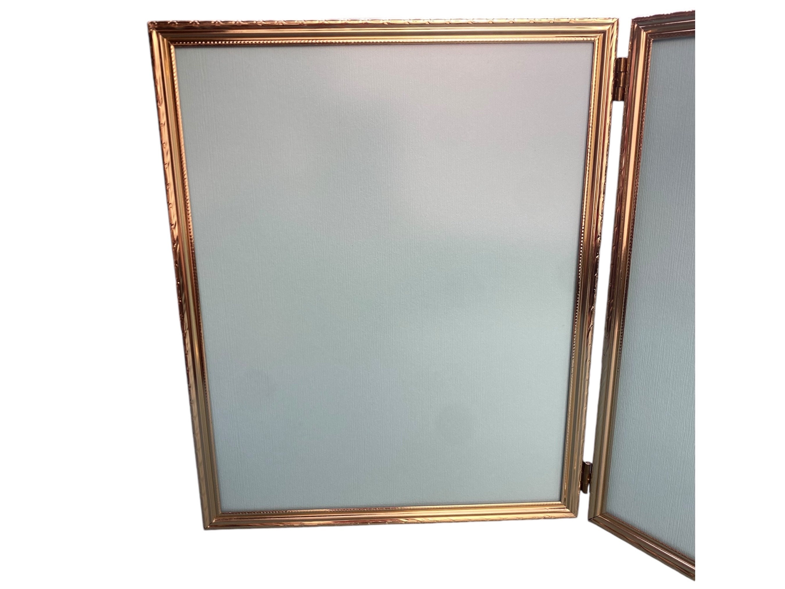 Brass Photo Frame Bi-fold Tabletop Picture Frame Matte Non