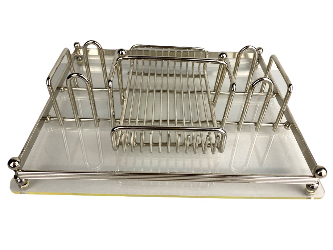 Oneida Silverware Caddy Clear Acrylic and Silver Metal Vintage Etsy