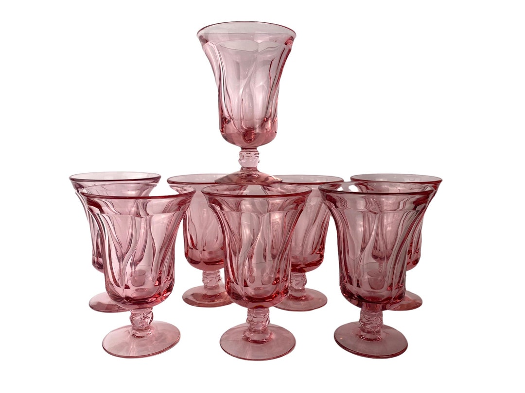 Fostoria Jamestown Pink Iced Tea Glasses Goblets Sundae 8 Etsy