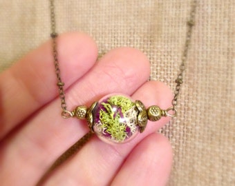 Real moss necklace Terrarium necklace Nature orb necklace Rustic pendant gift Nature fall wedding gift Bridesmaids gift FREE SHIPPING