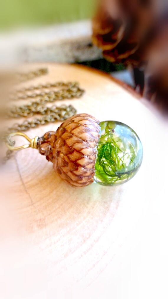 resin acorn necklace