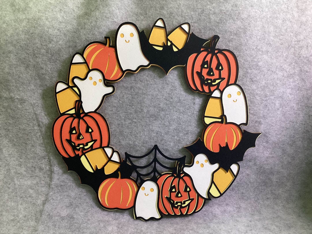 HALLOWEEN WREATH Layered Mandela Card Stock Wall Decor Etsy