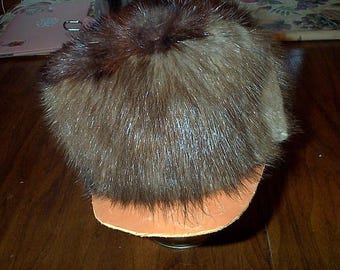 Vintage Muskrat Fur Hat with Ear Muffs. Size M XS Vintage PMK Russian Mink Fur Ear Flaps Hat | eBay main image 4