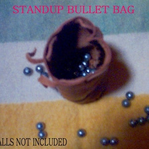 Black Powder round ball leather stand up bullet bag