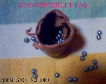 Black Powder round ball leather stand up bullet bag