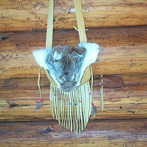 Rendezvous , Mountain Man, Coyote pelt, leather Possible bag
