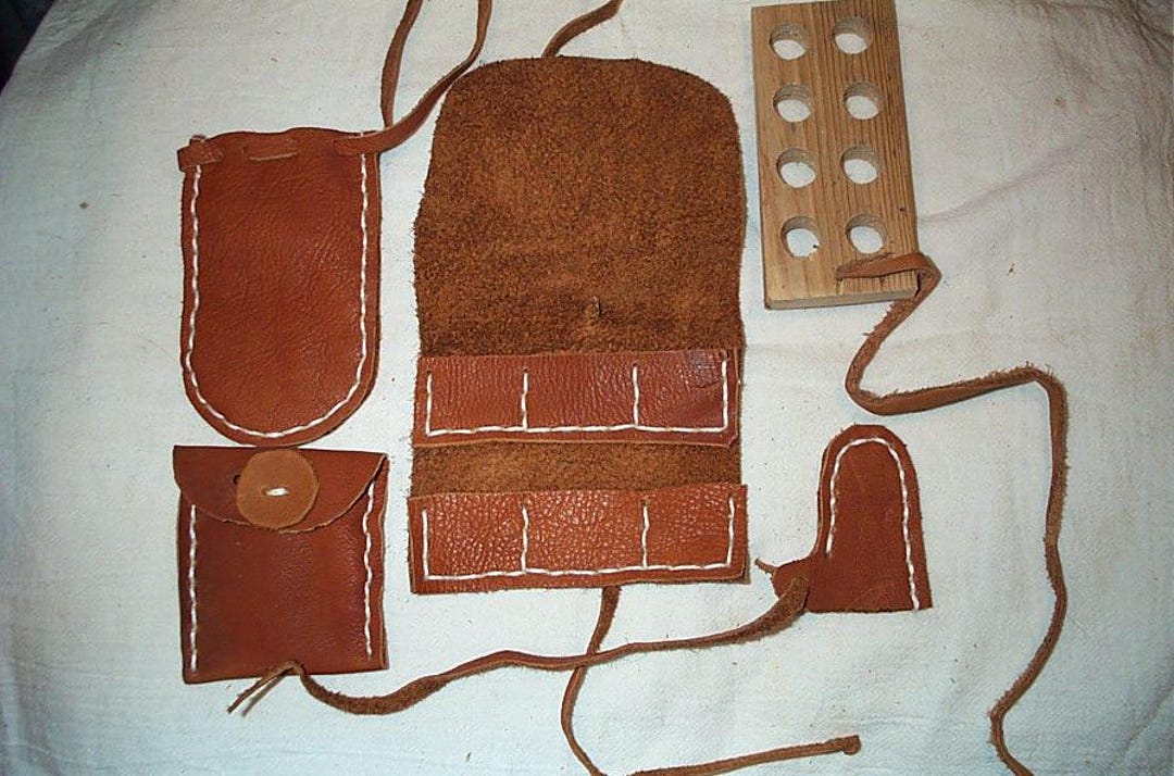 Flint Wallet Pattern Mountain Man, Black Powder Flintlock Shooter's, Leather Bag Set, Bullet ...