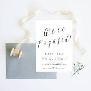 Black White Calligraphy | Engagement Event Invitation Suite | Wedding Printable Digital File Printed Invite Invitations Stationery