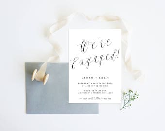 Caligrafía en blanco negro / Suite de invitación a eventos de compromiso / Archivo digital imprimible de boda Invitaciones impresas Invitaciones Papelería