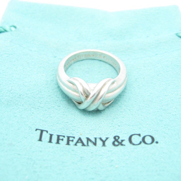 Tiffany & Co. Sterling Silver Signature X Ring Size 5 3/4 - Pouch
