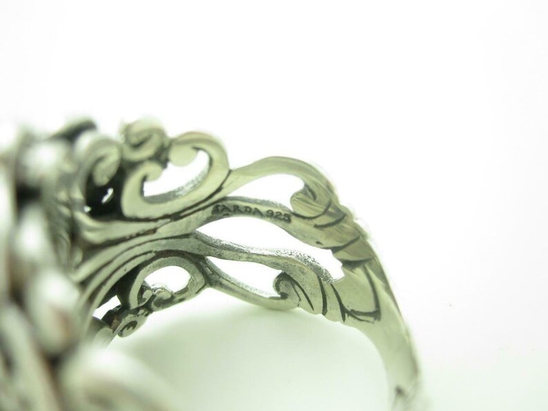 Sarda Sterling Silver Mystic Quartz Scroll Ring Size 7 12 A