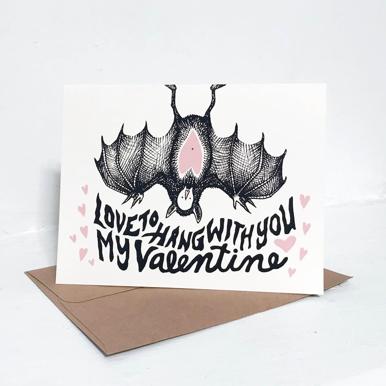 Cute Bat Valentine's Day Card Etsy