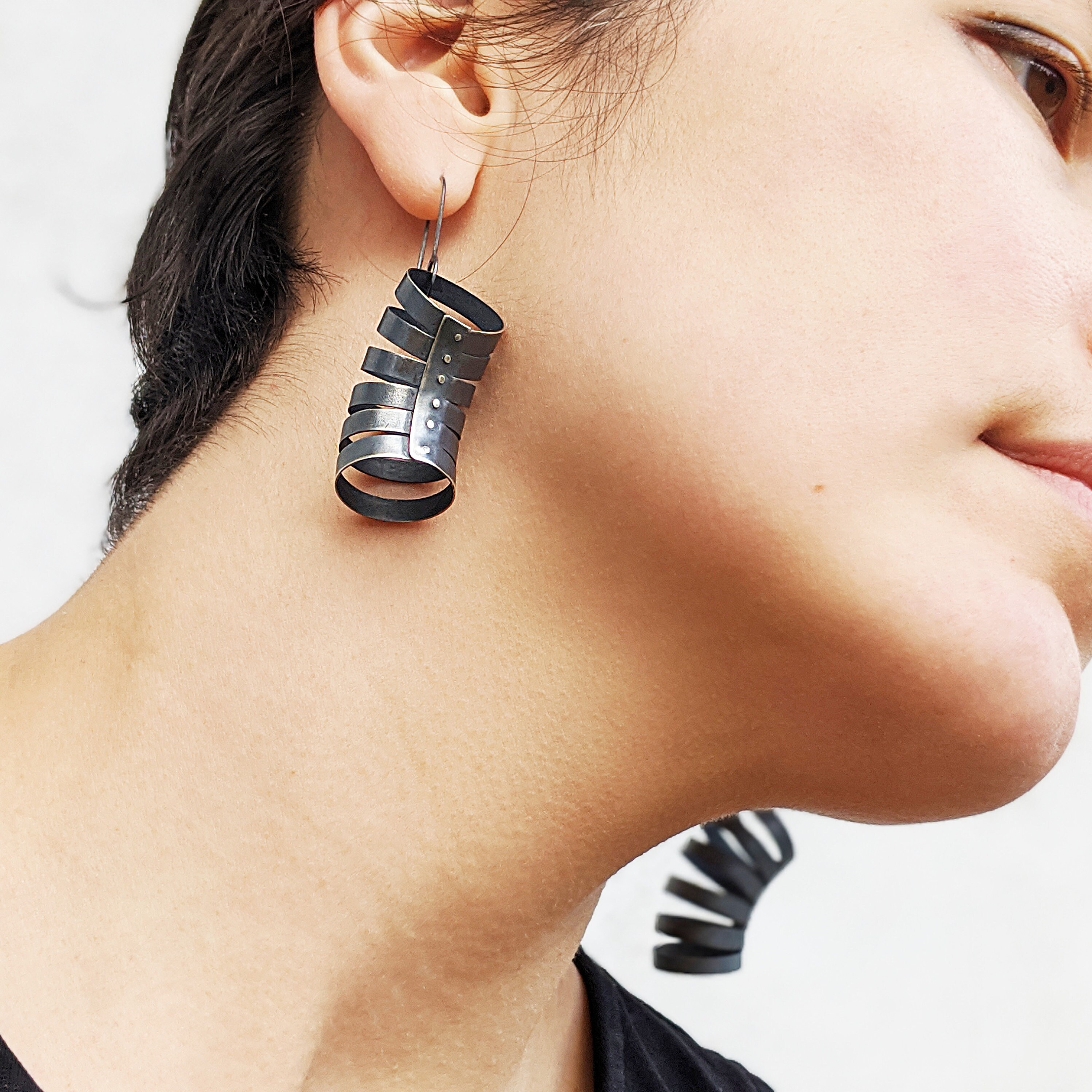 oxidized black earrings