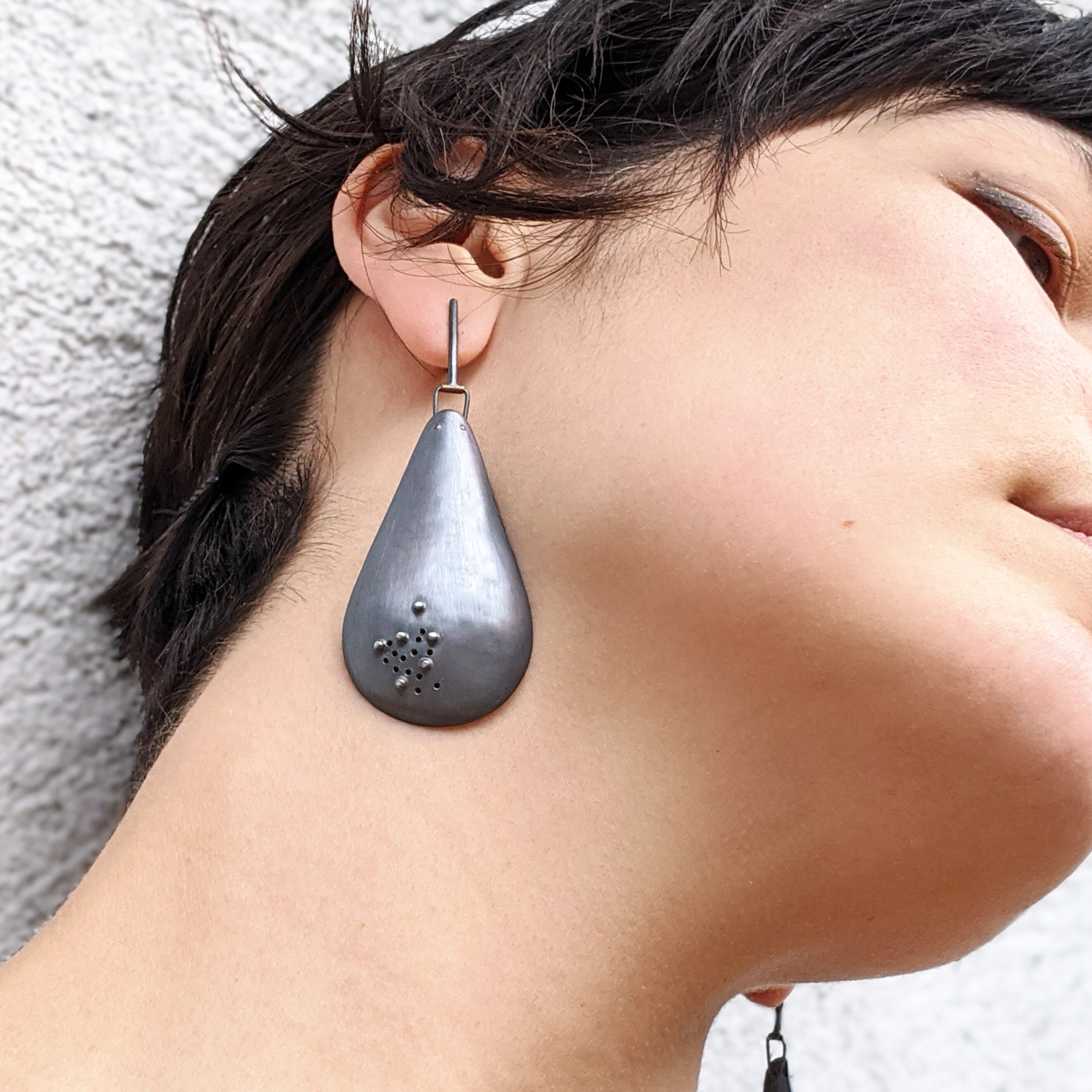 oxidized black earrings