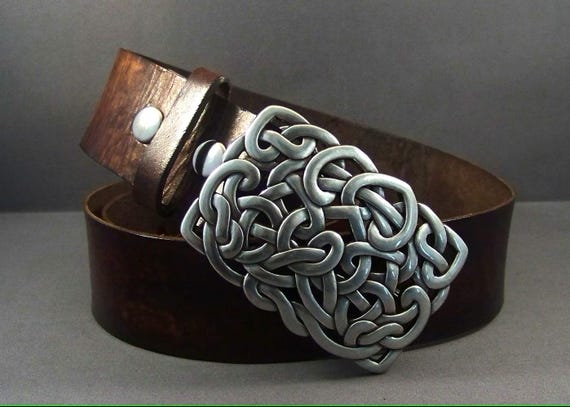 Antique Silver Celtic Knot Belt Buckle: Viking Renaissance Style