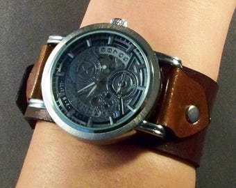 Steampunk Leather Watchband PDF Tutorial, DIY Cuff Pattern, Leathercraft Guide (Instant Download)