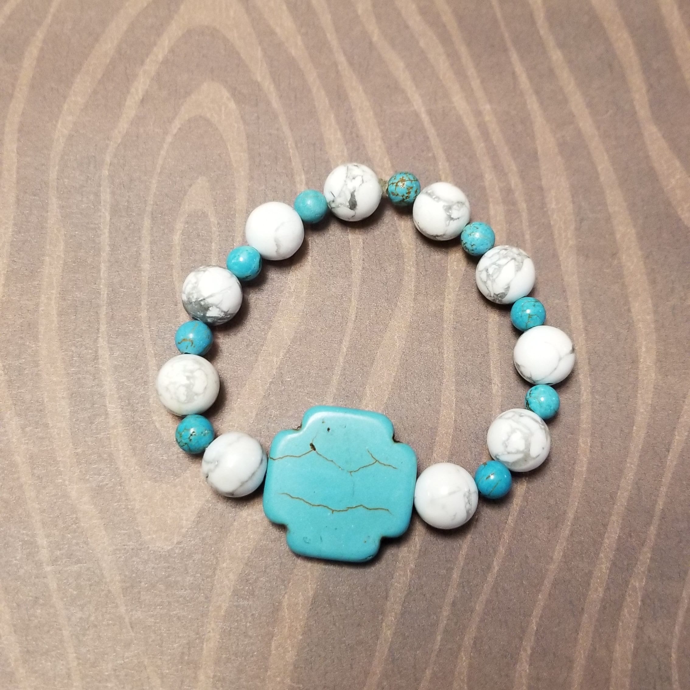 Turquoise & White Stretch Bracelet Etsy