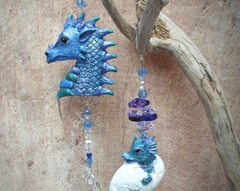 Suncatcher Dragon Mother Baby Rainbow Crystal Prism Car Charm Hanging Beaded Window Decor,, Free Gift Wrap