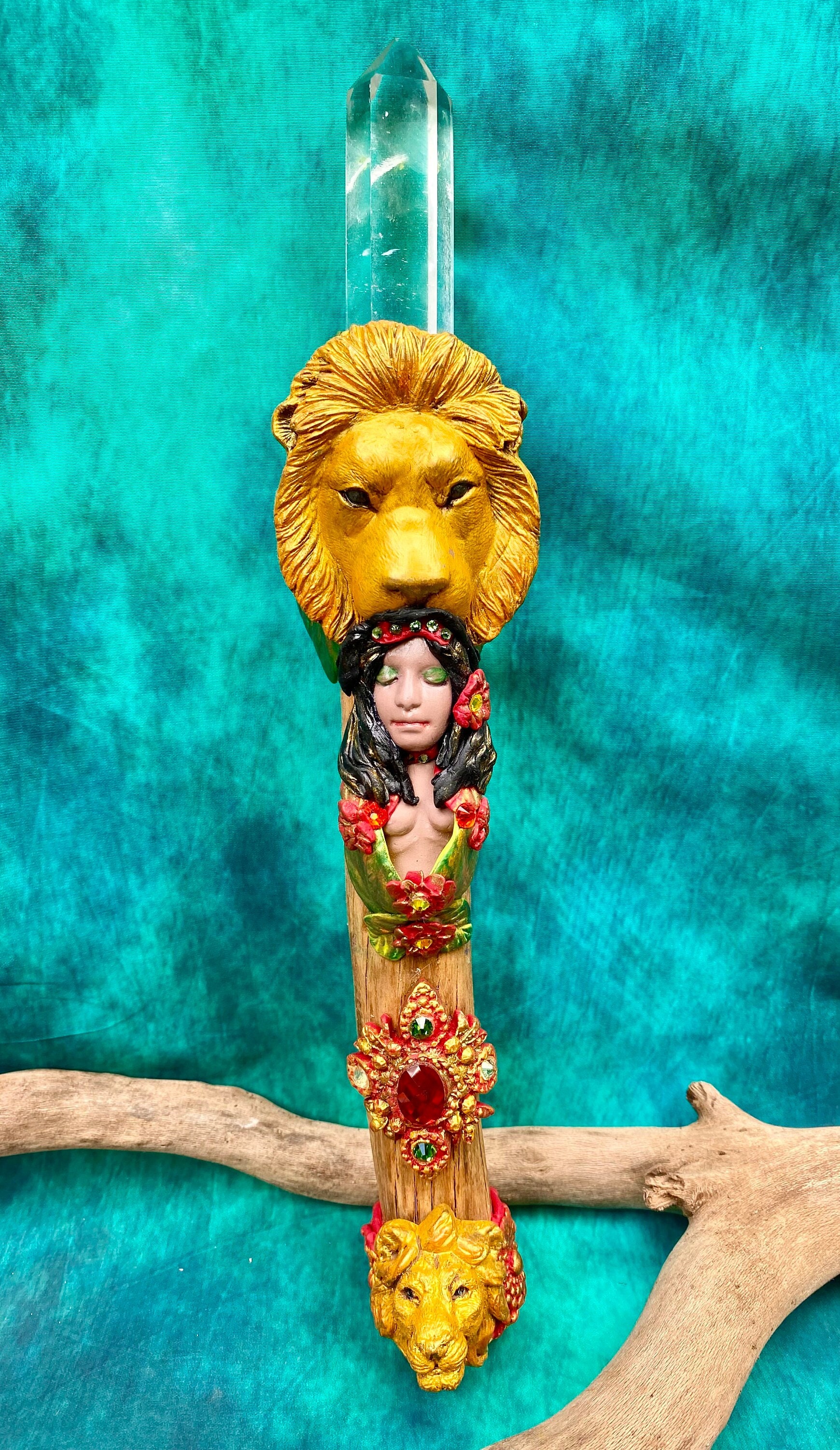 Lion Talking Stick Crystal Lion Goddess Art Wand Free Gift Etsy Denmark