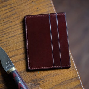 Japanese Shell Cordovan - Card Wallet D01 - Slim Wallet - Burgundy - Card Holder