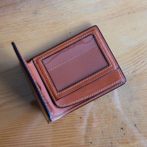 Japanese Shell Cordovan - SWP01 - billetera plegable - Borgoña / Camel