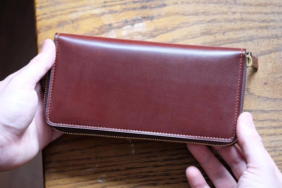 Cordovan Leather Zip Long Wallet