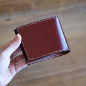 MILDY HANDS - SW01 - Cartera Corta ( Shell Cordovan ) Burdeos / Camel / Costura No.15