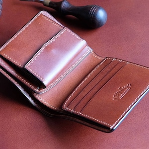 Concha Japonesa Cordovan - SV01COIN - Cartera Corta - Borgoña / Camel