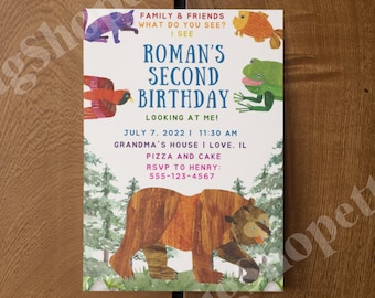 Custom Printable Brown Bear Birthday Invitation - First Birthday - Second Birthday - Third Birthday - Children's Birthday Party