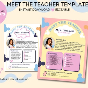 Meet the Teacher Classroom Printable Template, Teacher Intro, Magical Pastel Classroom Print Canva, INSTANT DOWNLOAD Canva Editable Template