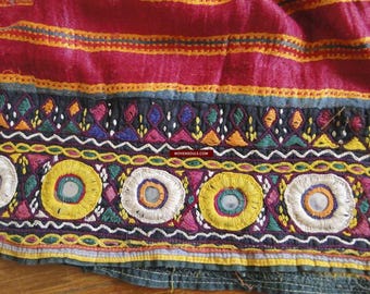 417 Old Mashru Tribal Silk Skirt with Embroidery
