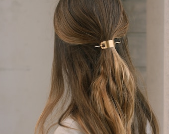 Minimalist hair cuff hair slide golden bun holder brass hair clip metal hair barrette hair clips womans accessory gift for bridesmaid