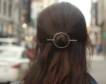 Open circle hair slide silver hair clip brass hair barrette minimalist hair accessories wholesale womans accessories bridesmaid gift for her