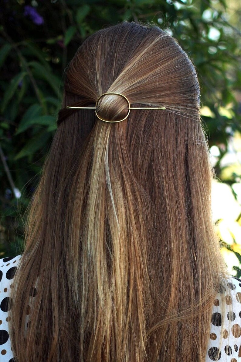 Circle Hair Barrette Oval Hair Slide Hammered Copper Hair Pin Etsy