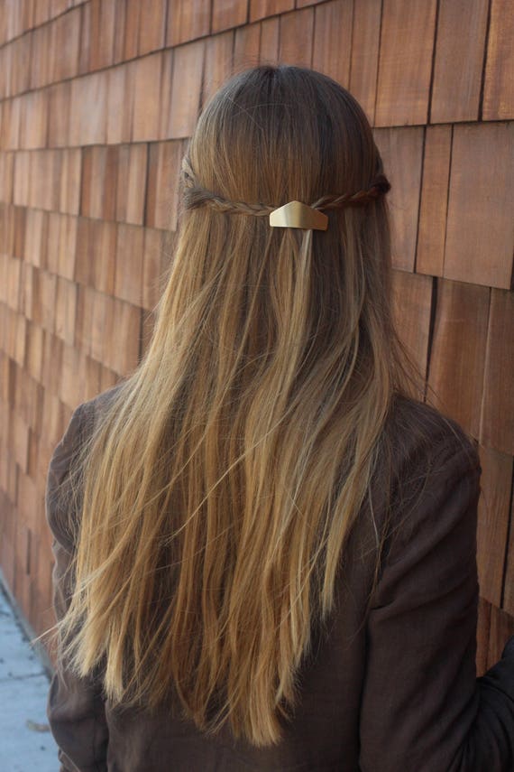 Metal hair clip brass hair barrette minimalist hair clip 