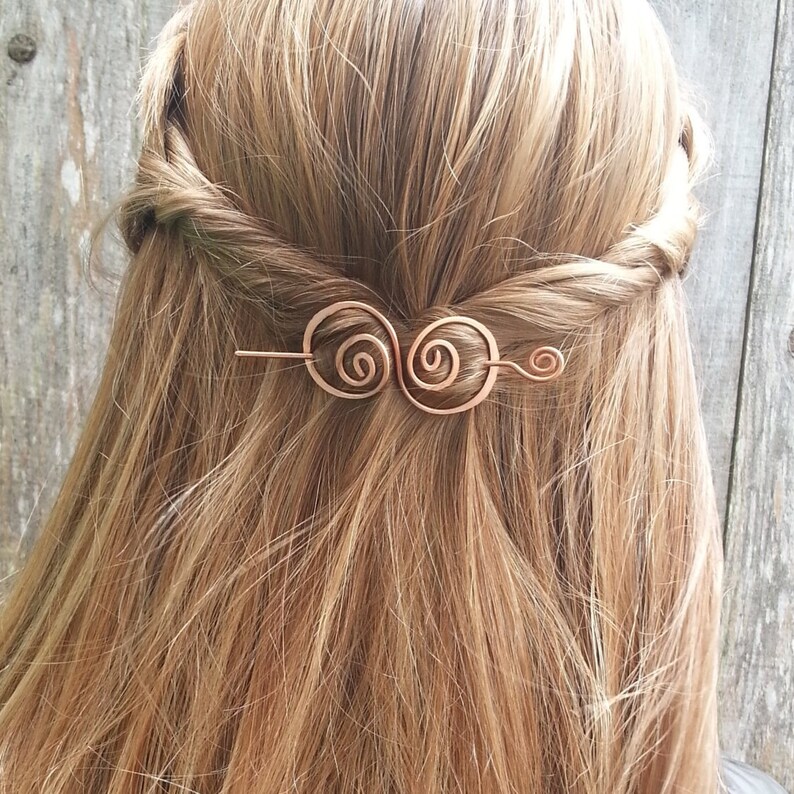 Hair Barrette Copper Hair Bow Spiral Hair Clip. Wire Hair Etsy