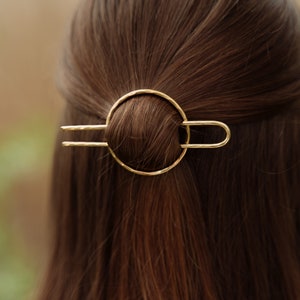 Hammered Circle Hair Clip Minimalist Hair Barrette Brass Hair Slide ...