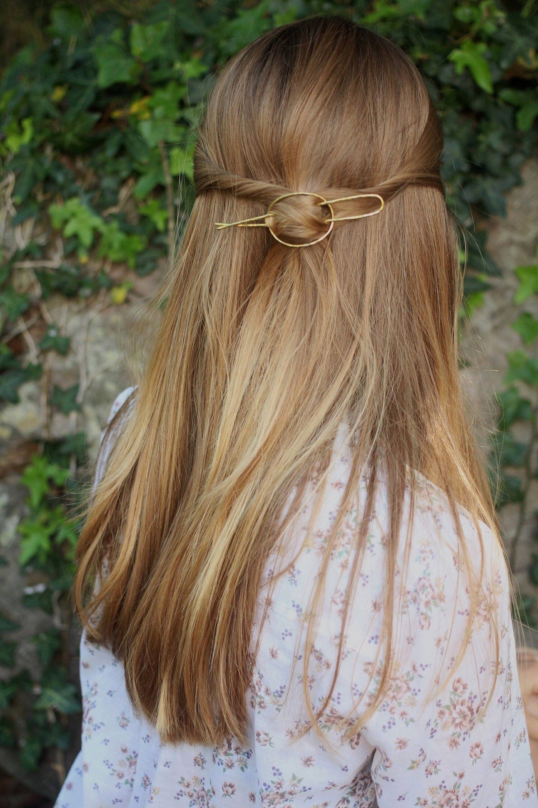 Hammered oval hair slide open circle hair barrette 4.5 Etsy