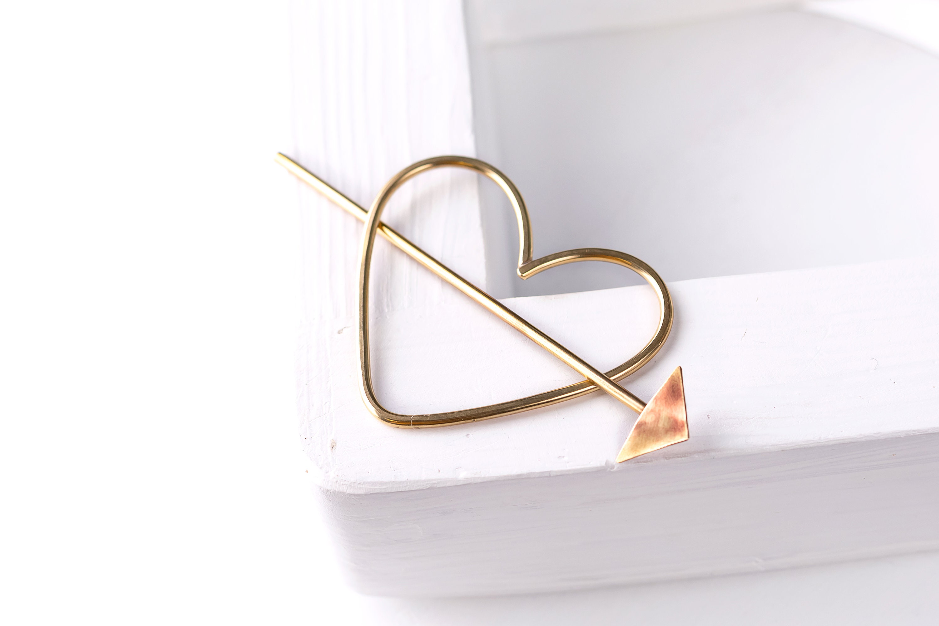 Heart hair barrette brass hair clip bridal hair jewelry bridal Etsy