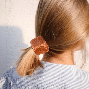 Geometric hair accessory metal pony tail tie square hair clip copper hair cuff hair accessory pony tail holder valentine's day gift for her