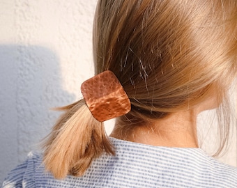 Geometric hair accessory metal pony tail tie square hair clip copper hair cuff hair accessory pony tail holder valentine's day gift for her
