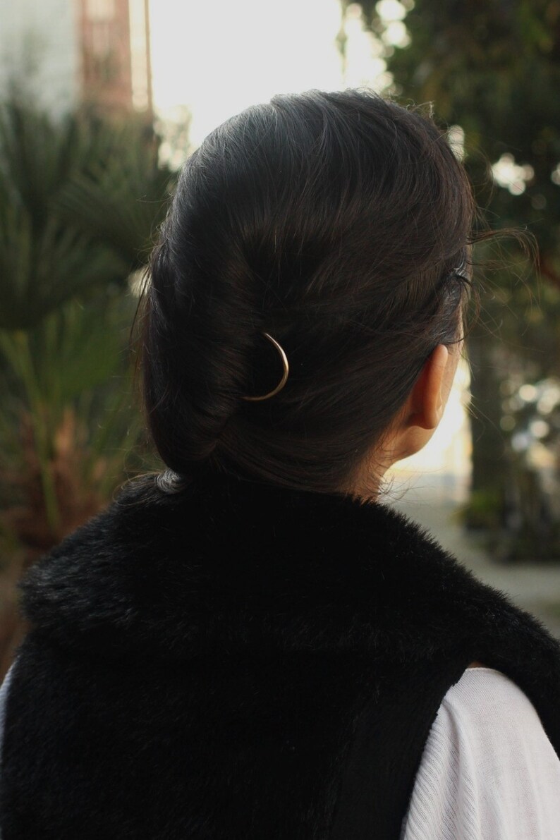 Hammered hair fork curved hair slide simple minimalist hair Etsy