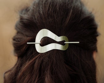 Cloud hair barrette - small / hair cuff bun cuff ponytail cuff pony cuff metal hair clip golden hair slide gift for her bridal jewelry