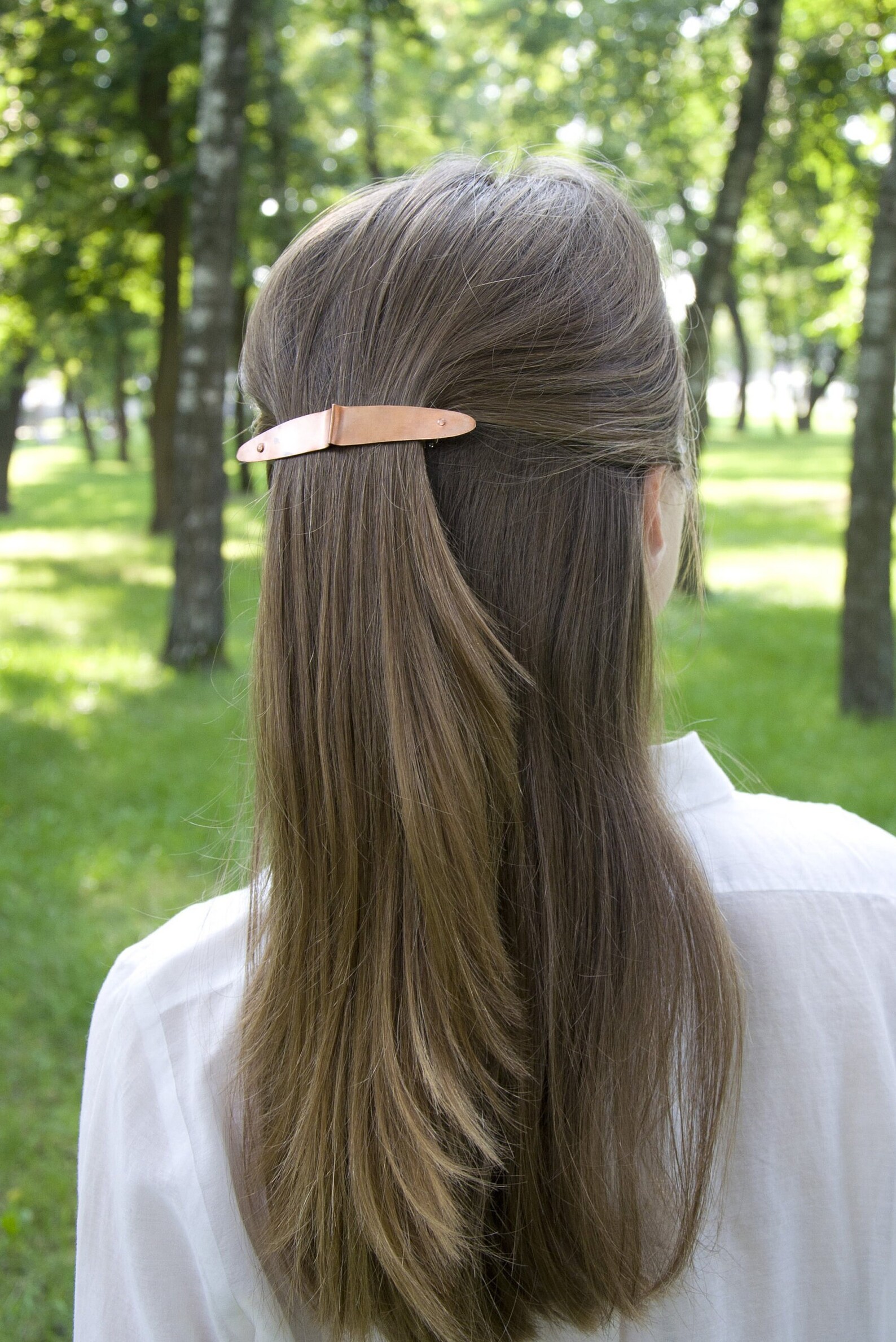 Silver Hair Clip Large Hair Barrette Minimalist Hair Clip Etsy