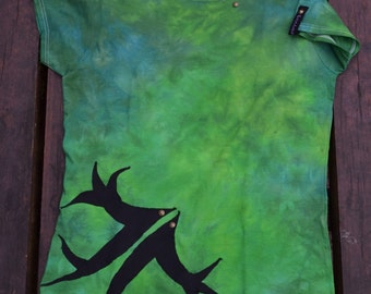 Large - OOAK - Festival style womens tee -hand dyed hand embelished 100% cotton