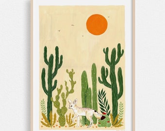Fennec Fox Desert Art Print: Illustration