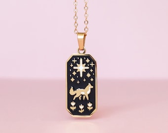 Wolf & Star Enamel Pendant