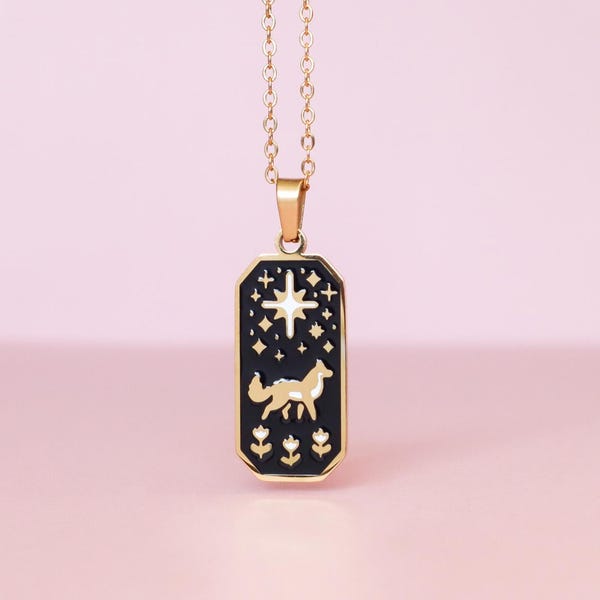 Wolf & Star Enamel Pendant